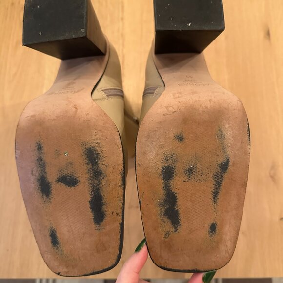 South Bicolor Stone Beige Black Leather Ankle Boots Size 41 EU or 10 - 10.5 US - Picture 5 of 7